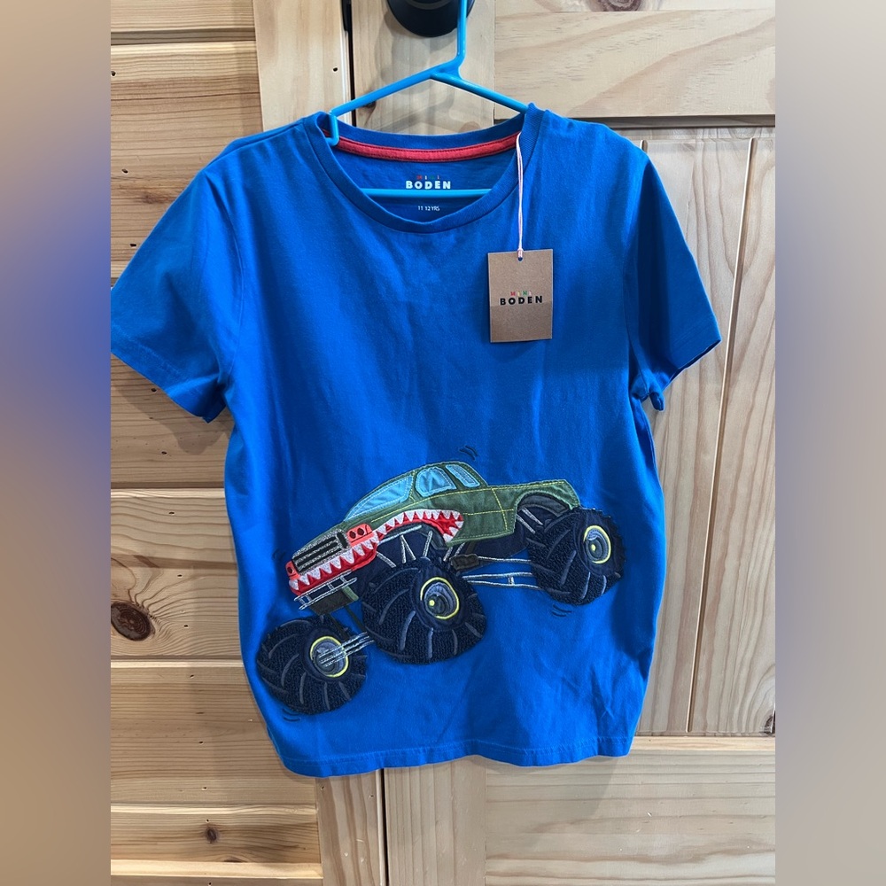NWT Mini Boden Monster Truck Short Sleeve Crew Neck Boys 11-12